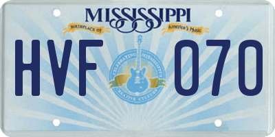 MS license plate HVF070