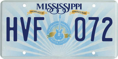 MS license plate HVF072
