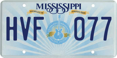 MS license plate HVF077