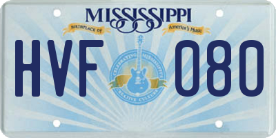 MS license plate HVF080