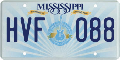 MS license plate HVF088
