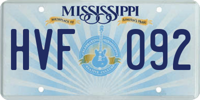 MS license plate HVF092