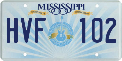 MS license plate HVF102