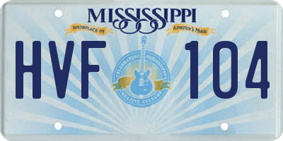 MS license plate HVF104