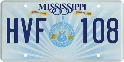MS license plate HVF108