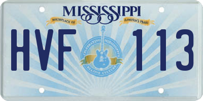 MS license plate HVF113
