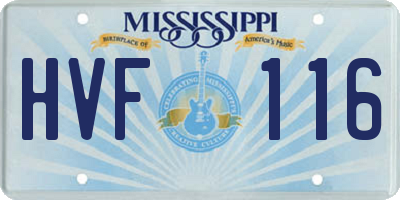 MS license plate HVF116
