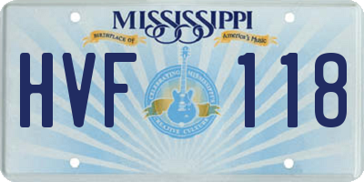 MS license plate HVF118
