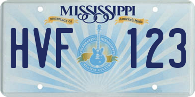 MS license plate HVF123