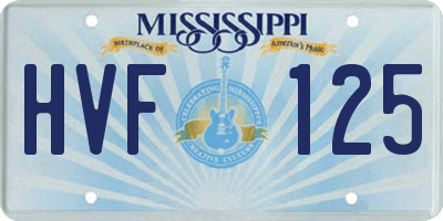 MS license plate HVF125