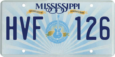 MS license plate HVF126