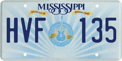 MS license plate HVF135