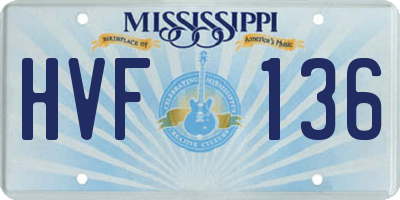 MS license plate HVF136