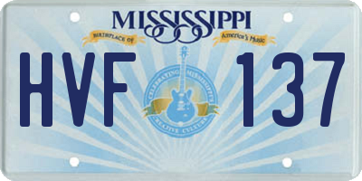 MS license plate HVF137