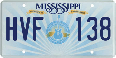MS license plate HVF138