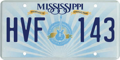 MS license plate HVF143