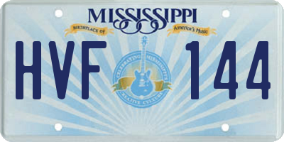 MS license plate HVF144
