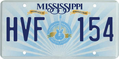 MS license plate HVF154