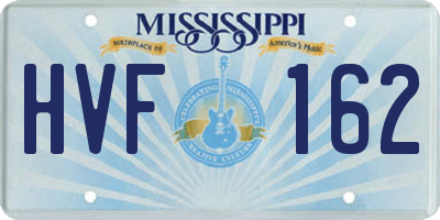 MS license plate HVF162