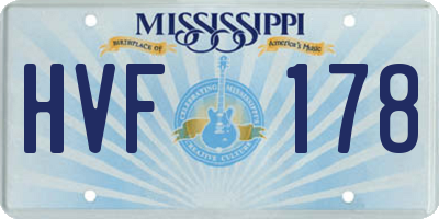 MS license plate HVF178