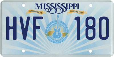 MS license plate HVF180
