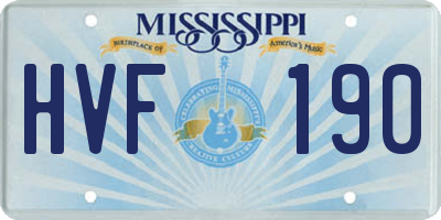 MS license plate HVF190