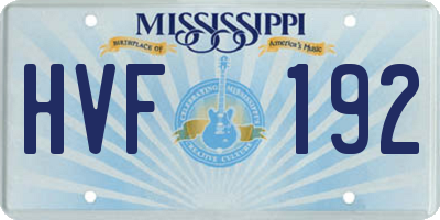 MS license plate HVF192
