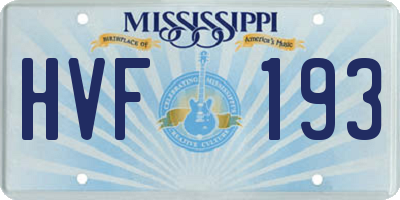 MS license plate HVF193