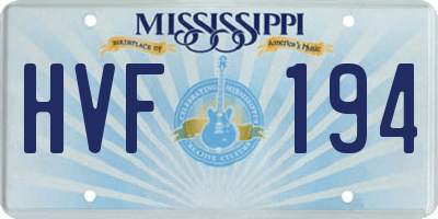 MS license plate HVF194