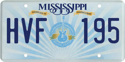 MS license plate HVF195