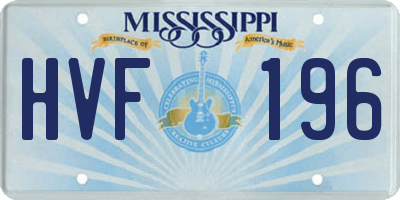MS license plate HVF196