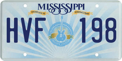 MS license plate HVF198