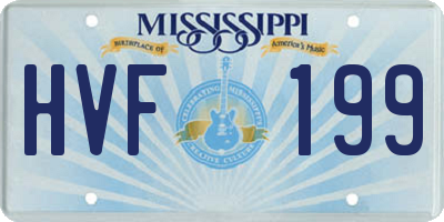 MS license plate HVF199