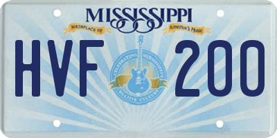 MS license plate HVF200