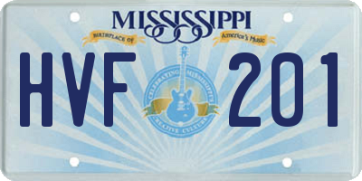 MS license plate HVF201