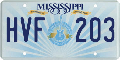 MS license plate HVF203