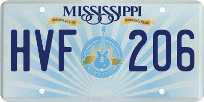 MS license plate HVF206