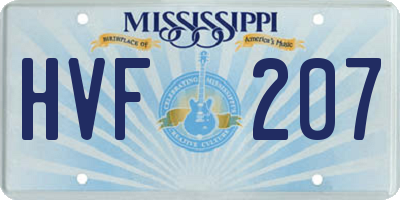 MS license plate HVF207