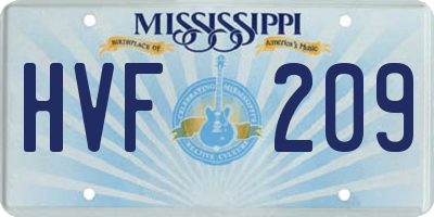 MS license plate HVF209