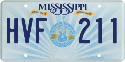 MS license plate HVF211