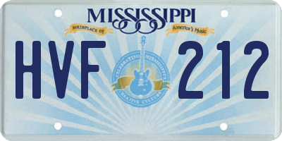 MS license plate HVF212