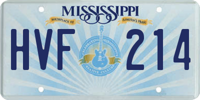 MS license plate HVF214