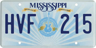 MS license plate HVF215