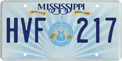 MS license plate HVF217