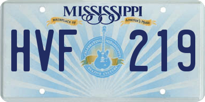 MS license plate HVF219