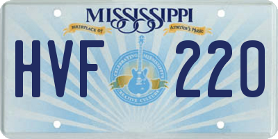 MS license plate HVF220
