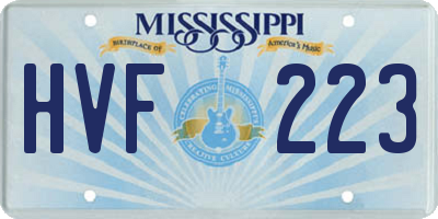 MS license plate HVF223