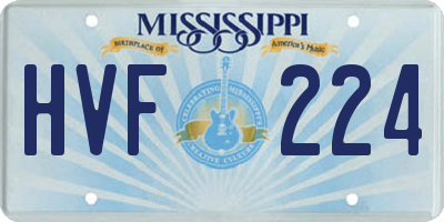MS license plate HVF224