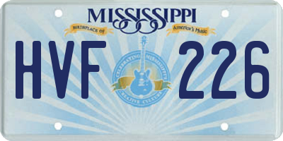 MS license plate HVF226