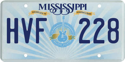MS license plate HVF228